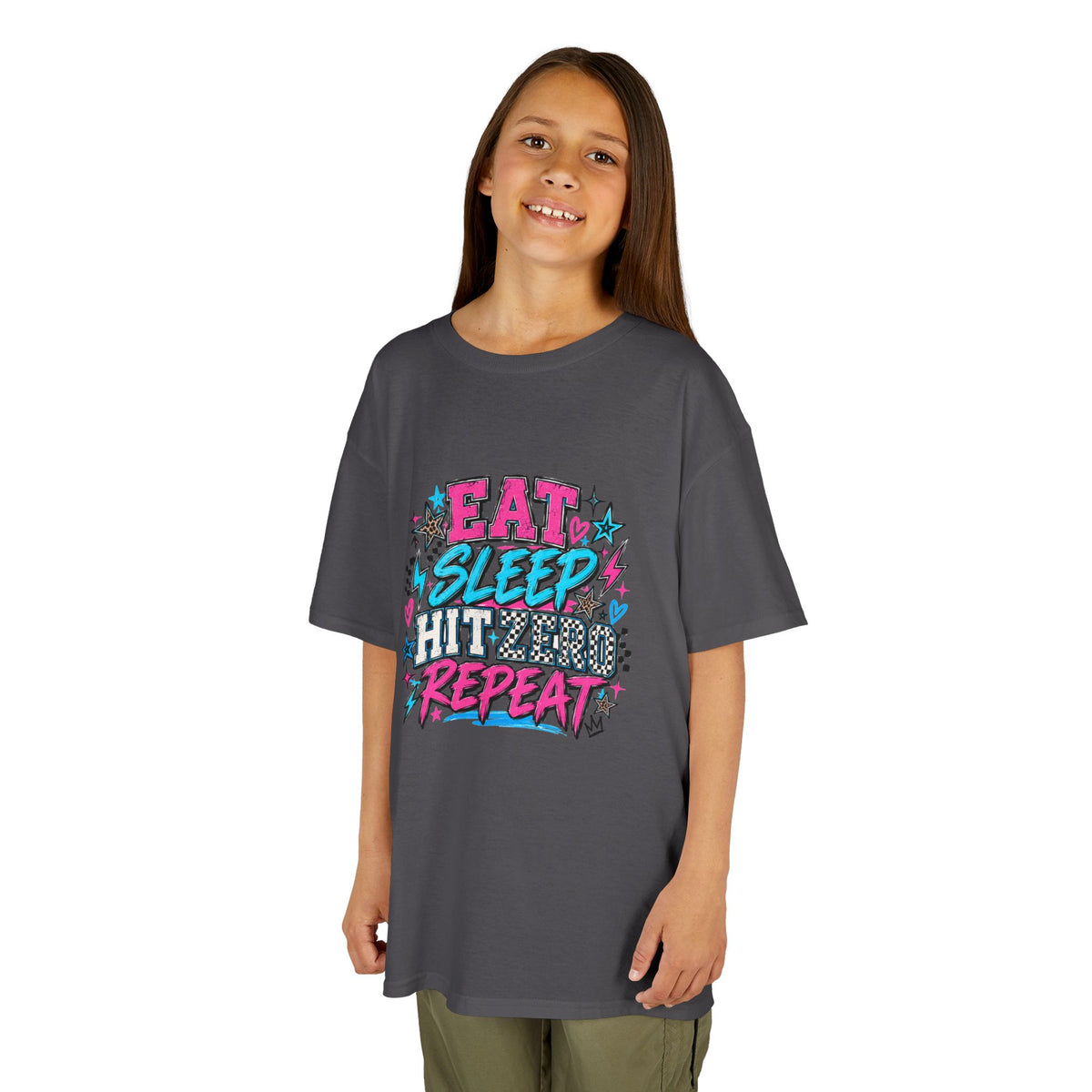 Eat Sleep Hit Zero Repeat Cheer Youth Tee