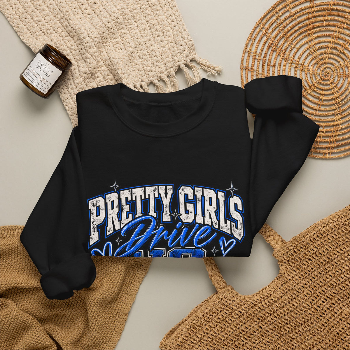 Pretty Girls Drive Blue Vibes Graphic Sweatshirt