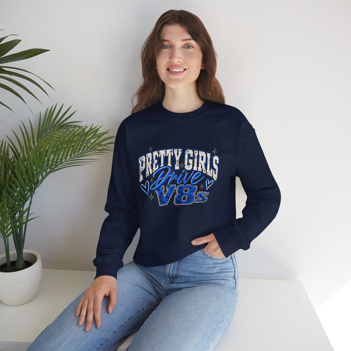 Pretty Girls Drive Blue Vibes Graphic Sweatshirt