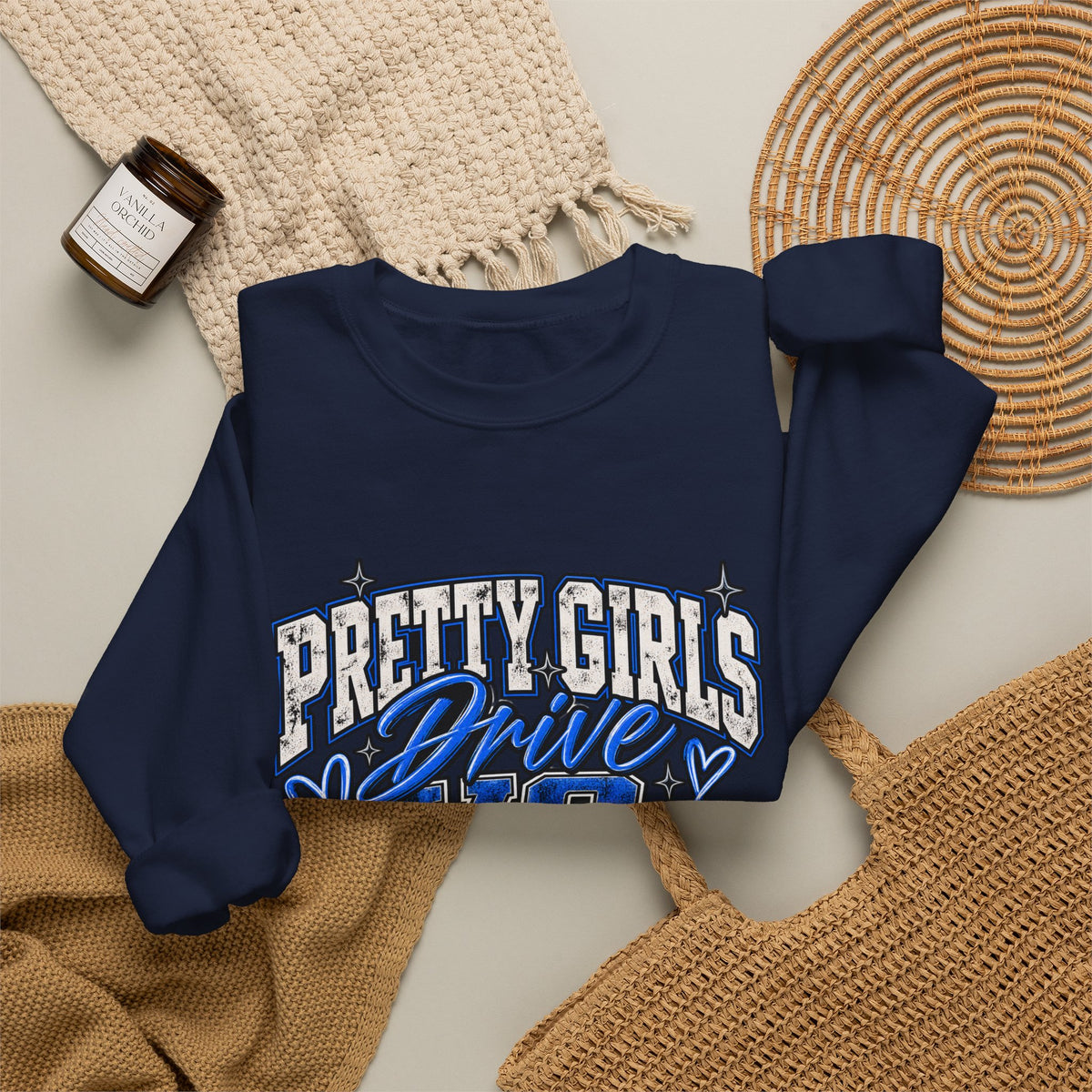 Pretty Girls Drive Blue Vibes Graphic Sweatshirt