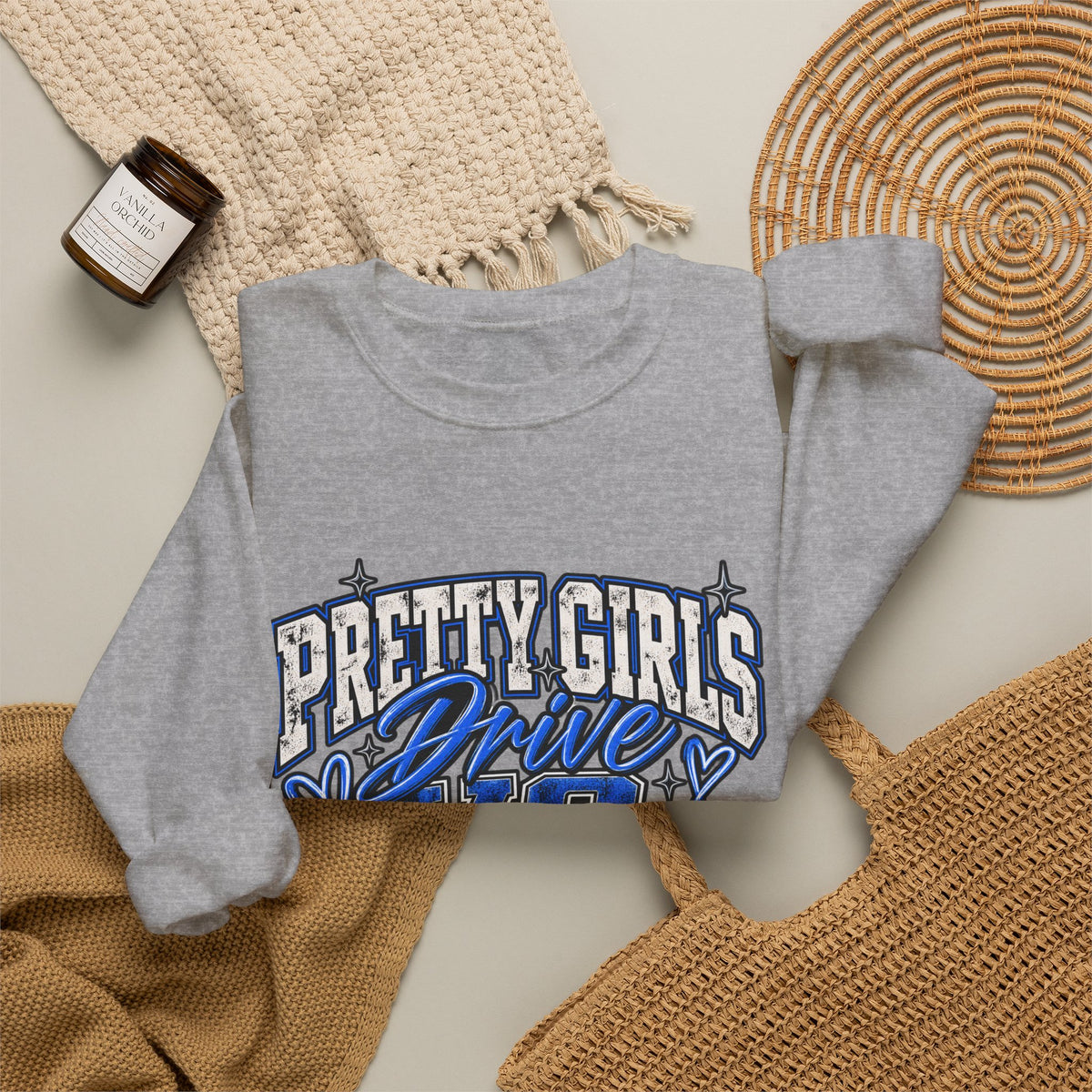 Pretty Girls Drive Blue Vibes Graphic Sweatshirt