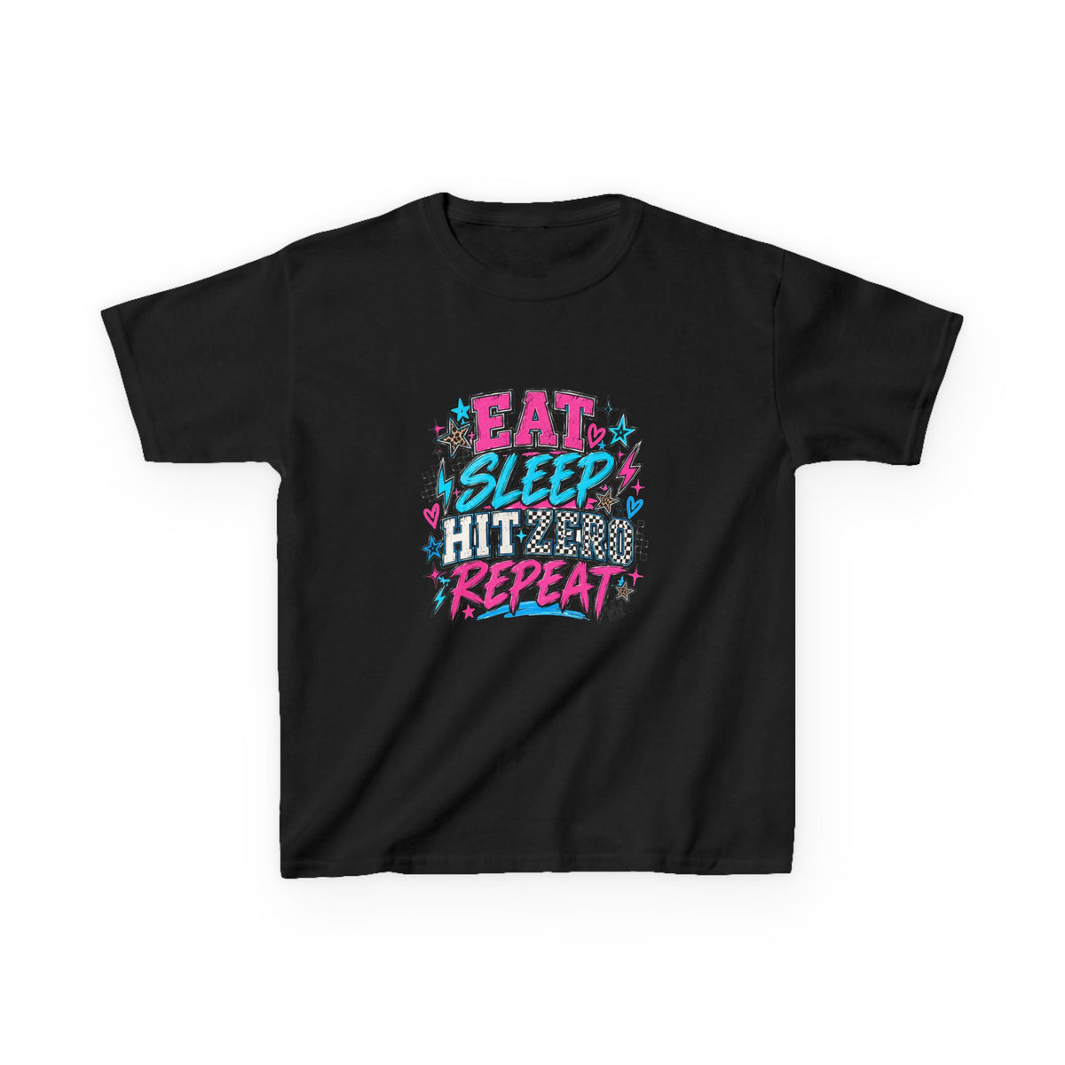 Eat Sleep Hit Zero Repeat Cheer Youth Tee