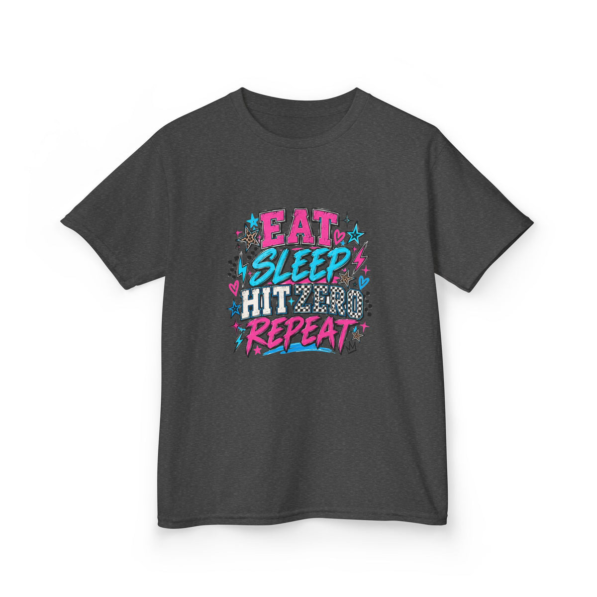 Eat Sleep Hit Zero Repeat Cheer Youth Tee