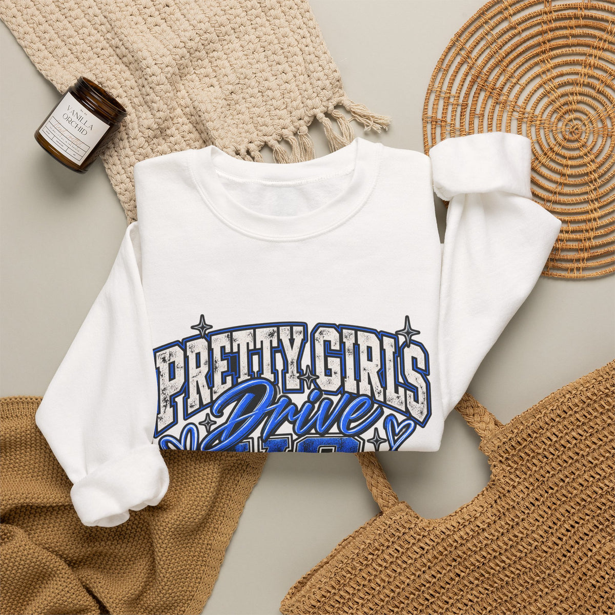 Pretty Girls Drive Blue Vibes Graphic Sweatshirt