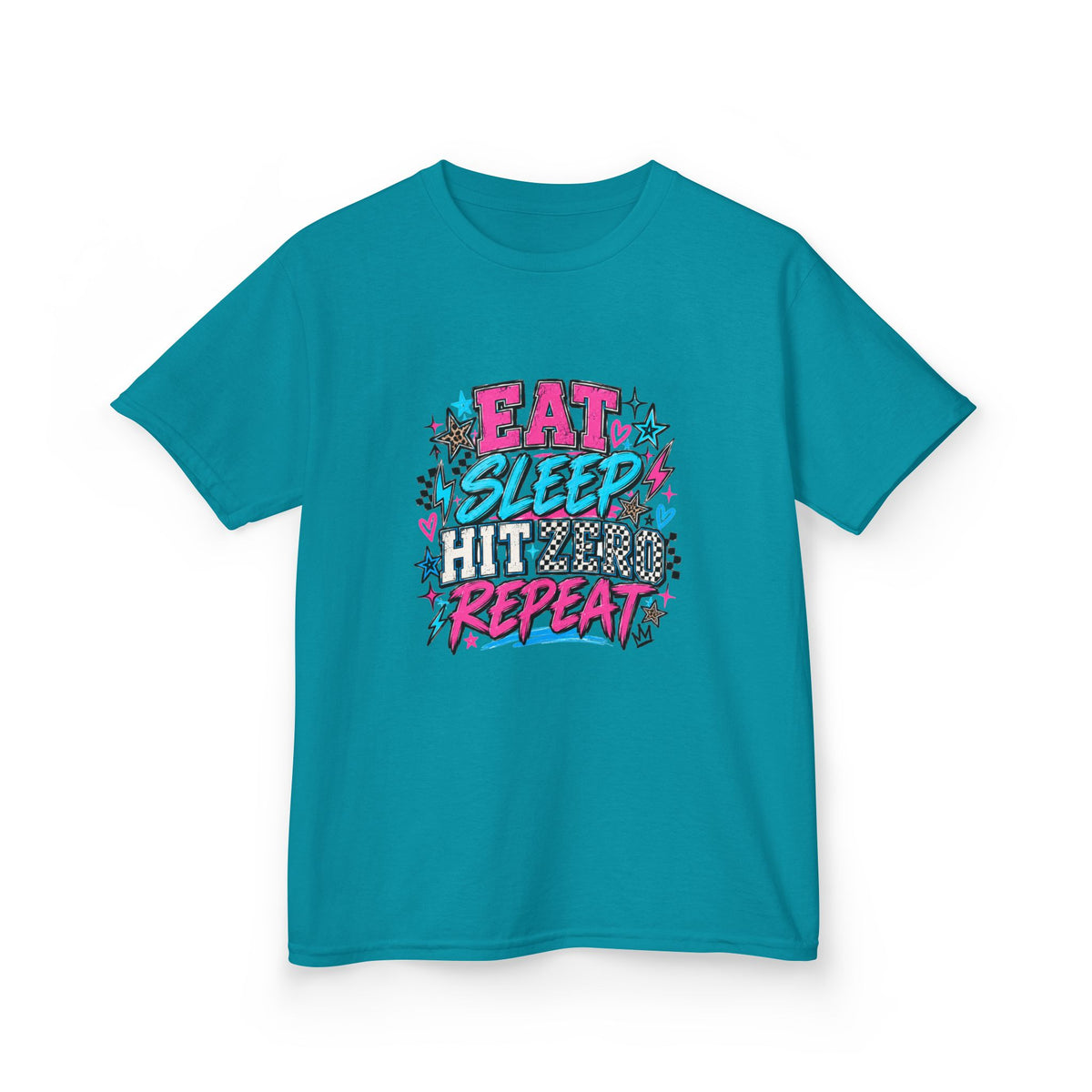 Eat Sleep Hit Zero Repeat Cheer Youth Tee