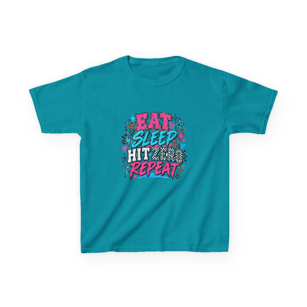 Eat Sleep Hit Zero Repeat Cheer Youth Tee