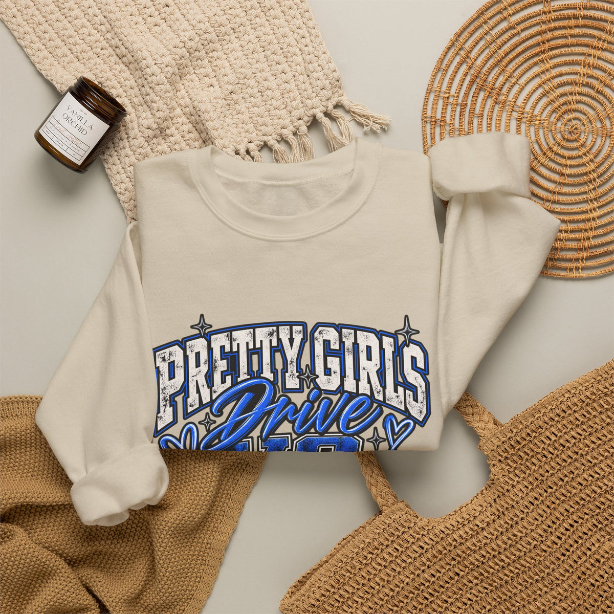 Pretty Girls Drive Blue Vibes Graphic Sweatshirt