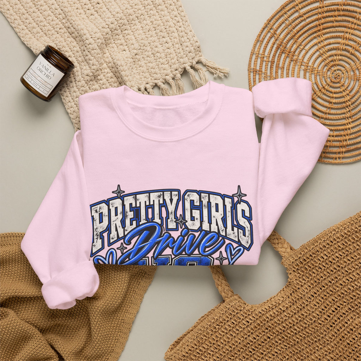 Pretty Girls Drive Blue Vibes Graphic Sweatshirt