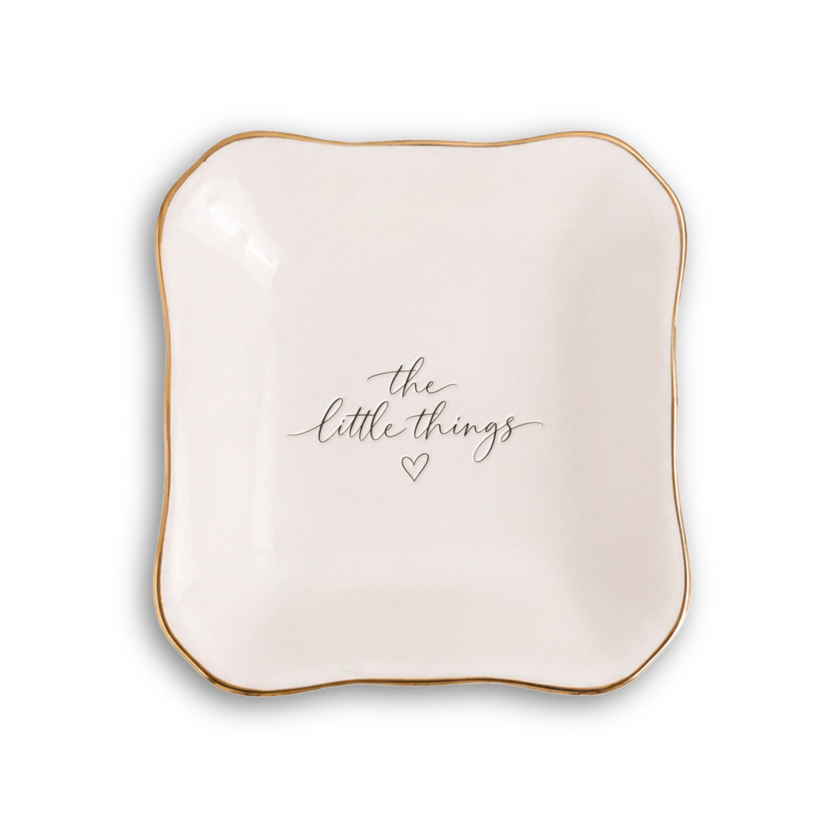Ceramic Trinket Tray with “The Little Things” Heart Quote