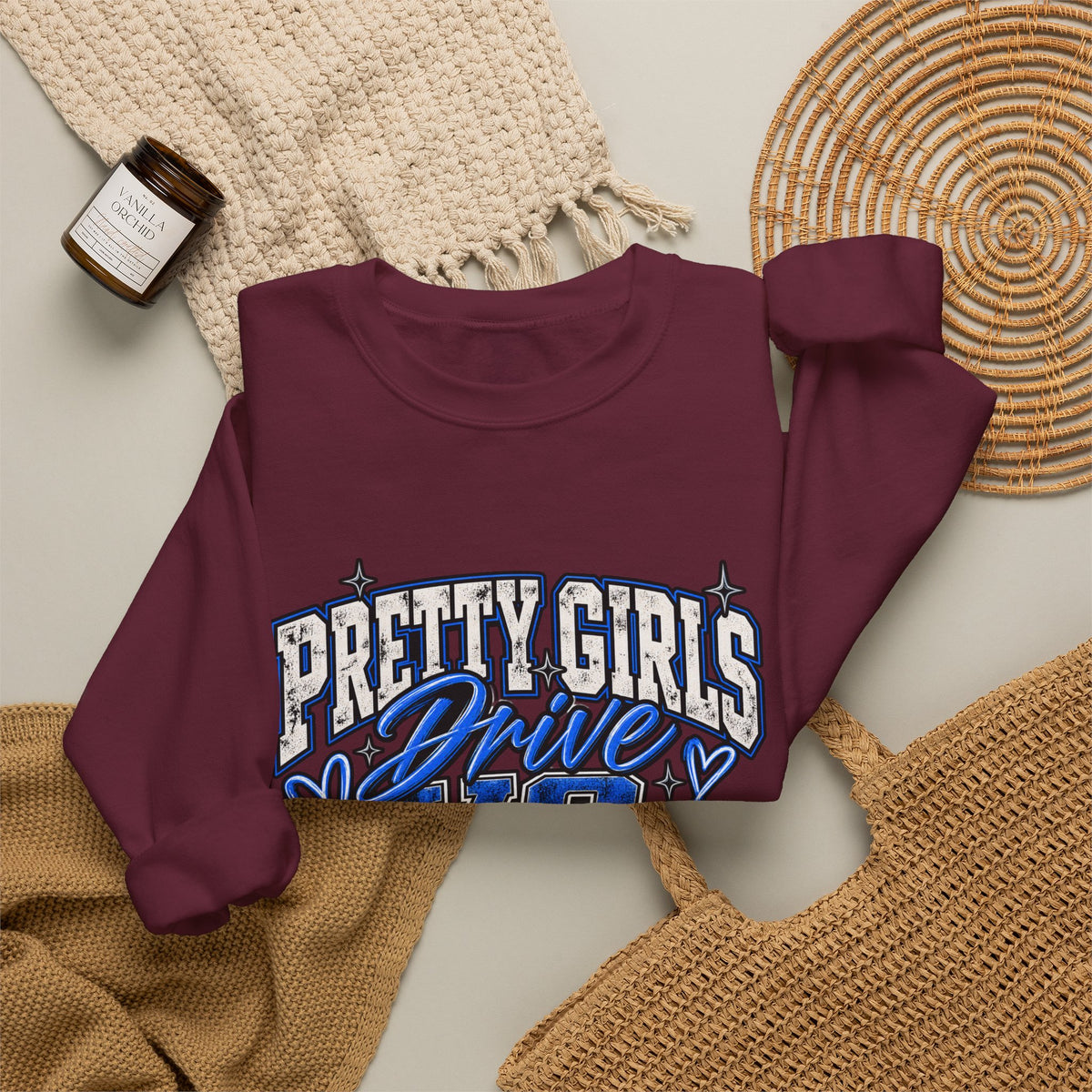 Pretty Girls Drive Blue Vibes Graphic Sweatshirt
